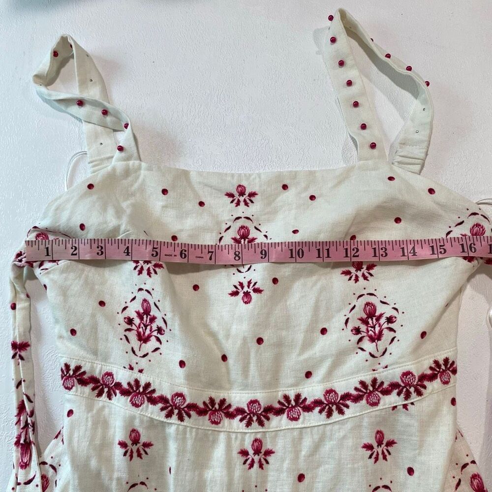 Christian Lacroix Embroidered Floral Midi Dress Cream Red Cotton Size M - Picture 5 of 8